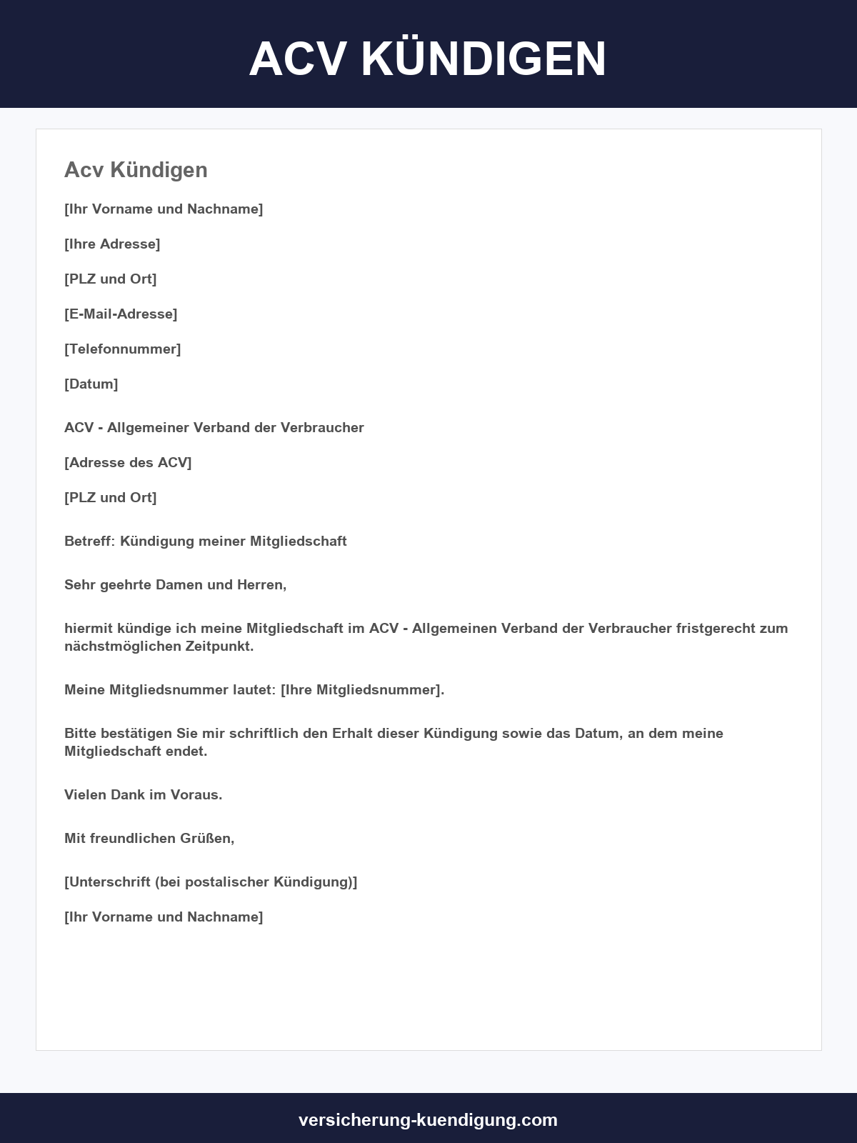 Acv Kündigen Vorlage