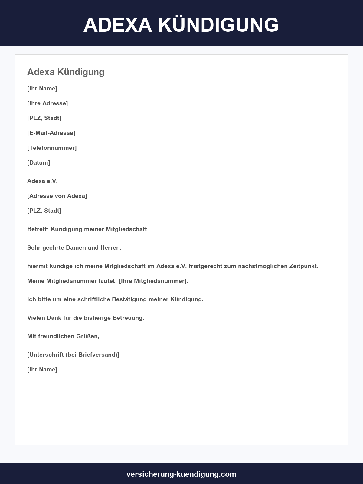 Adexa Kündigung Muster