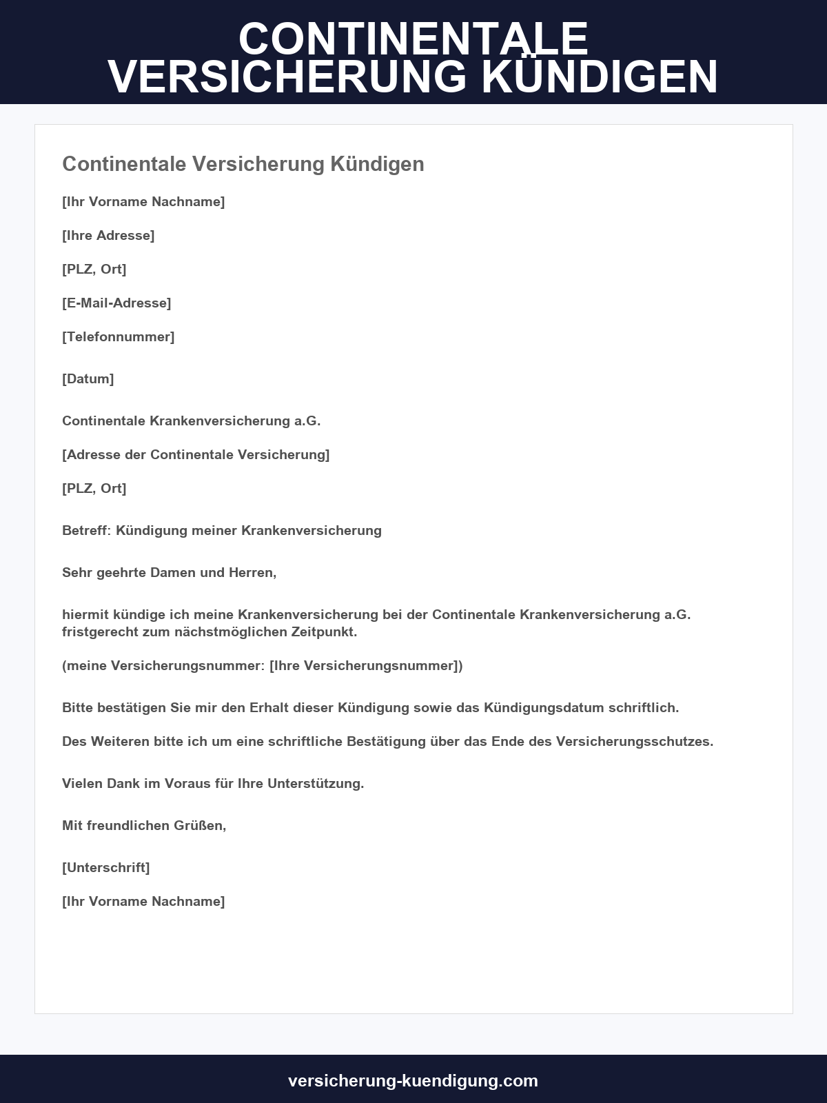 Continentale Versicherung Kündigen Vorlage