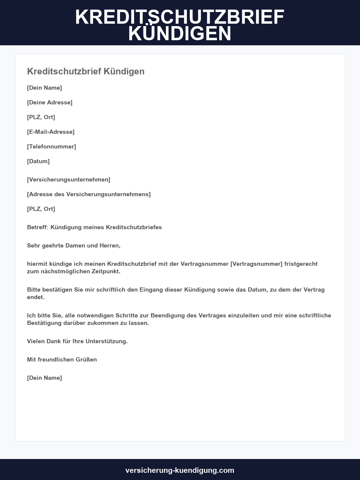 Kreditschutzbrief Kündigen Vorlage