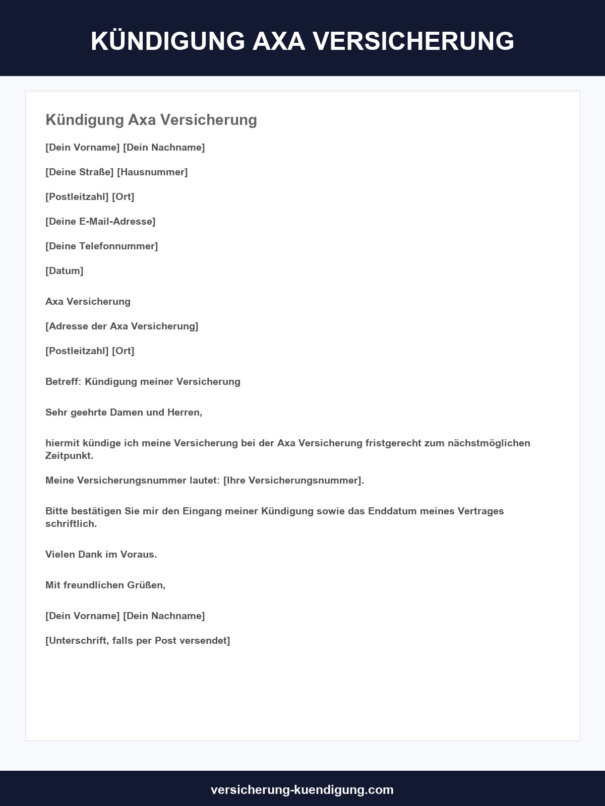 Kündigung Axa Versicherung Vorlage