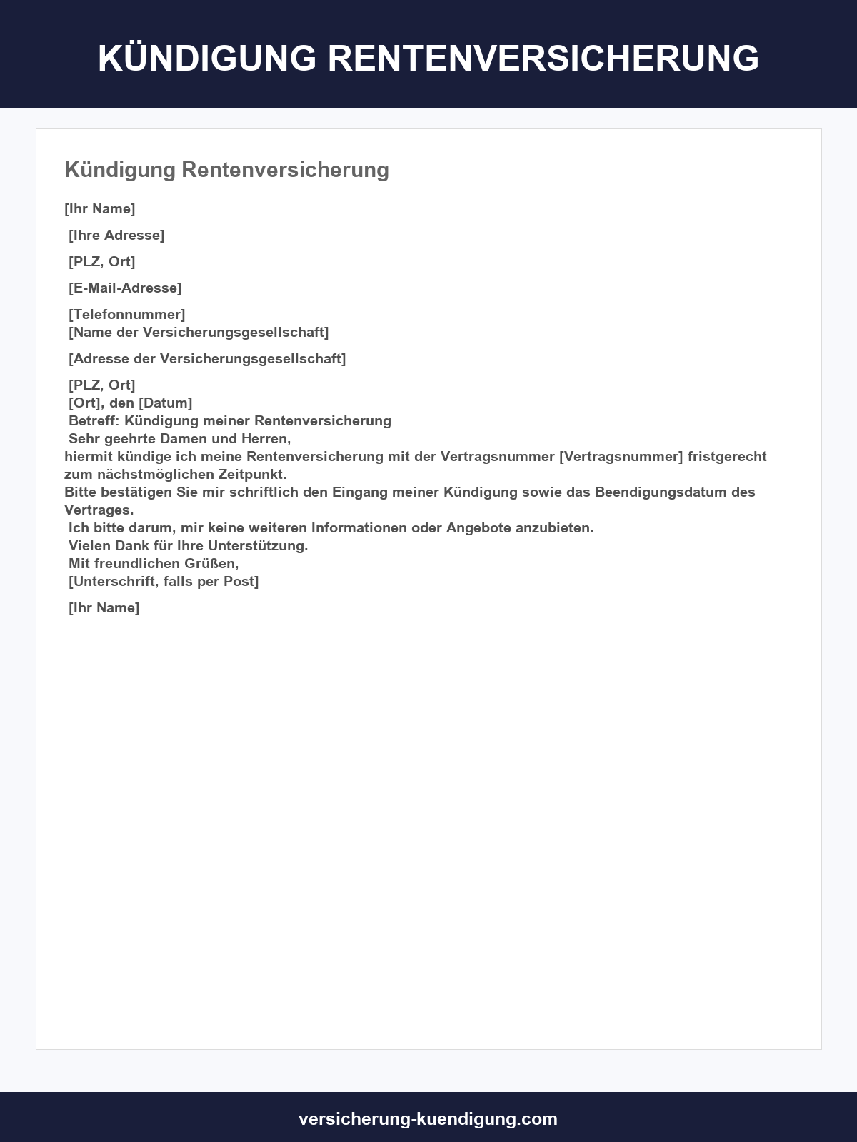 Kündigung Rentenversicherung Muster