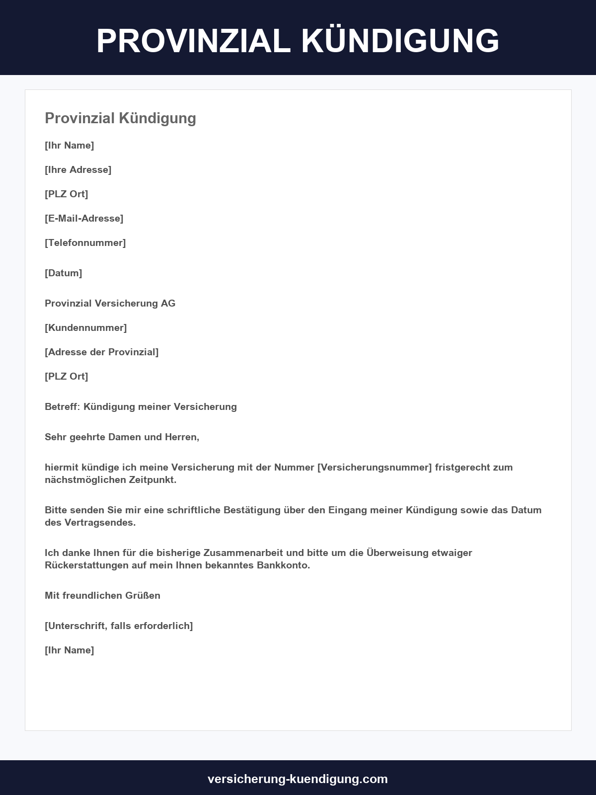 Provinzial Kündigung Vorlage