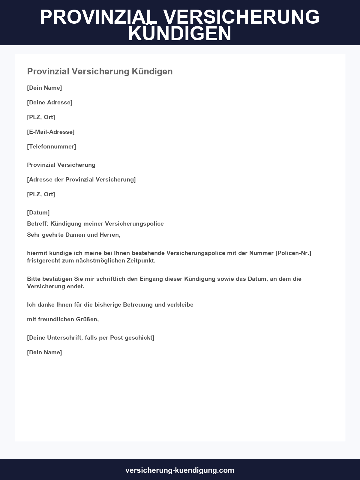 Provinzial Versicherung Kündigen Vorlage