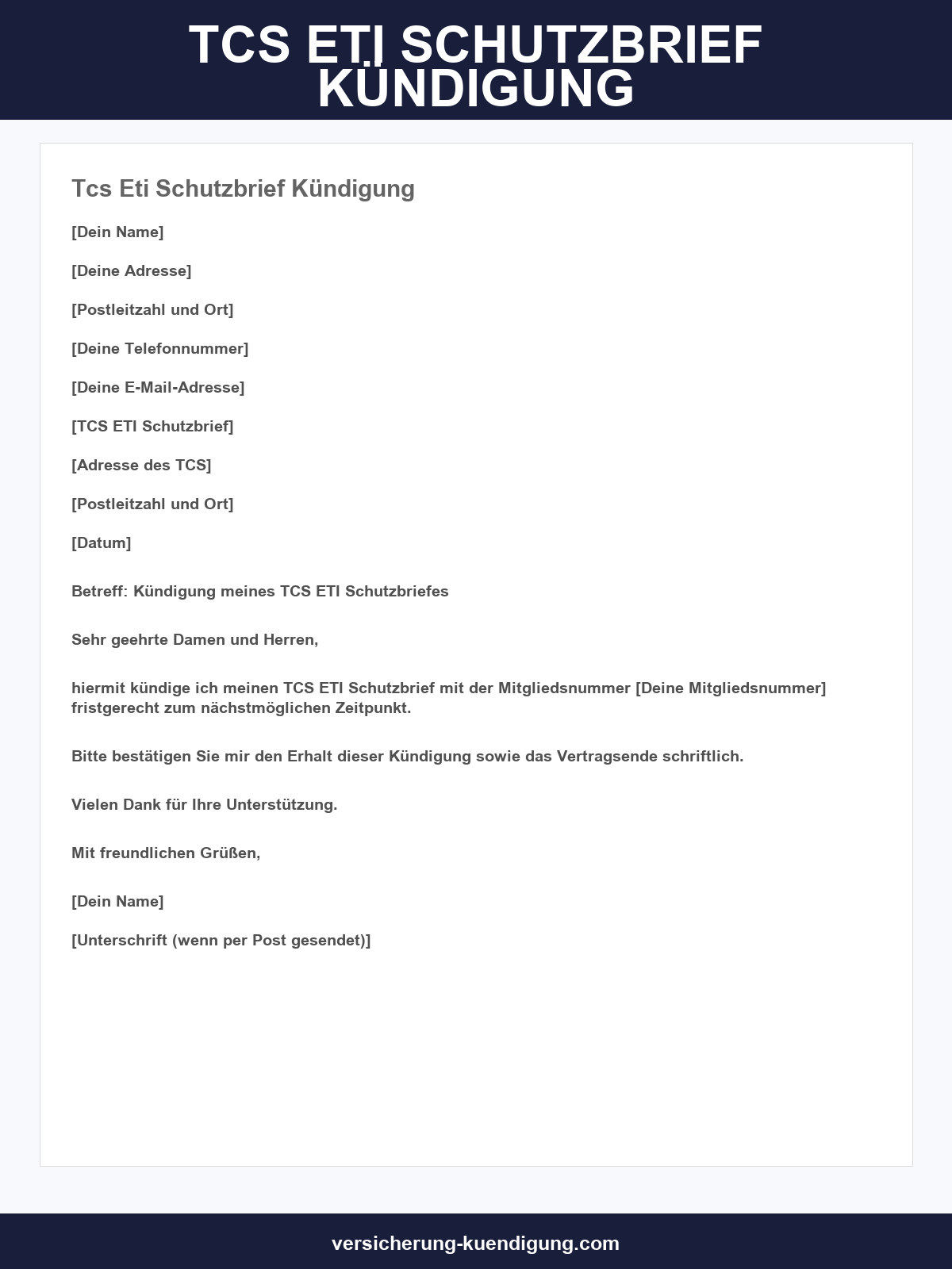 Tcs Eti Schutzbrief Kündigung Vorlage